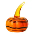 Handgemaakt oranje glazen pompoenbeeldje met zwarte strepen voor Halloween-decoratie - Oranje-Zwart Gestreept / Diameter 50mm / Geel