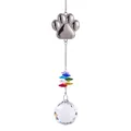 Detail view of crystal suncatcher featuring a silver dog paw and rainbow beads. - Rainbow Light Ball / Total Length Approx 42cm