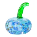 Handgeblazen blauwe glazen pompoenfiguur met gouden vlekken voor feestelijke decoratie - Diameter 50mm / Meerblauw