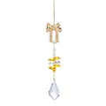 Attrape-soleil décoratif en cristal avec un nœud en perles dorées et pendentif goutte - Pendentif Attrape-Soleil Noeud