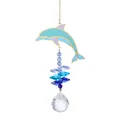 Atrapasol de delfín azul en esmalte con cuentas de cristal para decorar el jardín - Ballena Azul / Aprox 27cm (25g)