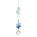 Atrapasol de cristal de caballito de mar con cuentas azules y violetas decorativo - Tortuga marina azul / Aprox 27cm (25g)
