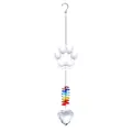 Sparkling crystal dog paw suncatcher with rainbow beads and faceted heart pendant memorial - Rainbow Heart (LSGJ195) / Total Length Approx 34cm