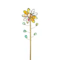 Detailed view of a handmade crystal sunflower suncatcher garden stake with gold wire stem - Sunflower / Finished (Length Approx 34cm) / Multicolor