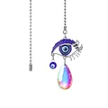 Blue evil eye crystal pull chain pendant for ceiling fans and lights - Evil Eye with Rhinestone Teardrop Style / 56cm Pull Chain