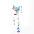 Atrapasol de colibrí de cristal brillante con dije de corazón 'always in my heart' - Colgante de Colibrí Grande (Azul Lago) / Longitud Total Aprox 41CM