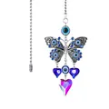 Silver evil eye butterfly ceiling fan pull chain with faceted purple crystal heart - Blue Butterfly Heart Pendant Style / 61cm Pull Chain