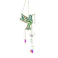 Colgante atrapasol de colibrí de cristal con pedrería verde y prisma de arco iris - Colgante de Colibrí Grande (Verde) / Longitud Total Aprox 41CM