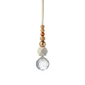 Acchiappasole boho in cristallo con perline in legno naturale e cordino dorato elegante. - Stile C Perline in Legno
