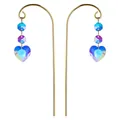 AB iridescent heart crystal suncatcher plant stake with golden metal hook - Heart Shape / Single Piece