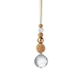 Acchiappasole artigianale con perle in legno miste, gomitolo e sfera di cristallo - Stile D Perline in Legno