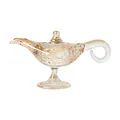 Elegant ornate amber glass Aladdin lamp ornament for home and festive tabletop decoration - Champagne Style / 107x40x60mm