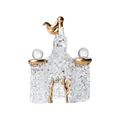 Elegant glass castle figurine with brushed gold accents and ice-like texture ornament - Church / 49x34x71mm