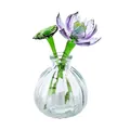 Exquisite Mini-Lotusblume aus Glas mit klarer gerippter Vase für die Heimdekoration - Lila Lotus Mit Vase / 73x147mm