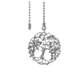 Silver metal Tree of Life pendant with ball chain pull for ceiling fan and light - Hollow Tree Of Life Round Style