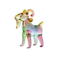 Squisita statuina di capra in vetro arcobaleno iridescente per decorazione da tavolo - 89*45*94mm / Multicolore