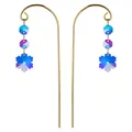 Pair of golden garden suncatcher stakes with iridescent snowflake crystals - Snowflake / Single Piece