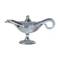 Ornate silver metallic Aladdin genie lamp decorative ornament for home desktop display - Smoke Gray Style / 107x40x60mm