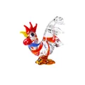 Handcrafted glass rooster figurine with colorful red and blue accents, mini ornament. - 40*14*36.5mm (12.4g) / Clear