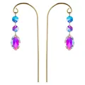 Dainty colorful AB crystal sun catcher garden stakes featuring golden metal shepherd hooks - Marquise Shape / Single Piece