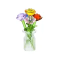 Elegante handgefertigte bunte Glasrosen in einer klaren Kristall-Miniaturvase für Deko - Fünf Kleine Blumen (Stil C) / Höhe ca. 65mm