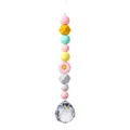 Acchiappasole in perle di silicone con fiore rosa e sfera di cristallo per auto - Stile A Perline in Silicone