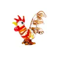 Handcrafted mini glass rooster figurine with colorful stripes for micro landscape decor - 40*14*36.5mm (12.4g) / Rose Red