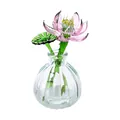 Handgefertigte Lotusblüte aus Glas in einer gerippten Mini-Vase für die Heimdekoration - Rosa Lotus Mit Vase / 73x147mm