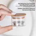 Taza de lavado de pinceles de uñas de vidrio con tapa de bambú y filtro de acero - Copa Limpieza de Pinceles (zqgj0193) / 1 Pieza