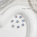 Iridescent rectangular nail art rhinestone with mini pearls, 6x8mm decoration - Small Octagon Style (G-1385)