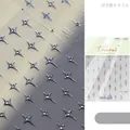 3D relief silver four-pointed star nail art stickers with sparkly crystal rhinestones - Four-Pointed Star Rhinestone Style (to 2944) / Silver