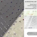 3D relief four-pointed star nail art stickers with rhinestones model 2946 - 3D Rhinestone Four-Pointed Star (to 2946) / White