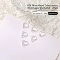 Transparent skew heart-shaped nail art crystal glass decoration for manicure, 8.5*9mm - Slanted Heart Style / 8*9mm / Clear