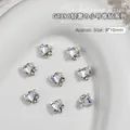 Exquisite heart-shaped nail rhinestones with pearls and sparkling zircon, size 9x10mm - Crooked Heart Style (G-1396)