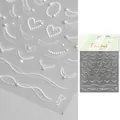 3D witte parel nagelstickers met hart- en lintontwerpen voor SKU 3112 - Hartlint Kunstparel Stijl (to 3112)