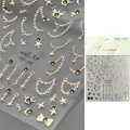 Premium 3D goudgestempelde nagelstickers met sterren en kettingen, model MS392 voor DIY - Ketting Kroon Goudfolie Strass (MS392)
