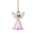 Atrapasol de ángel de cristal con falda plisada rosa y libro dorado decorativo. - Colgante de Ángel - Rosa