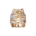 Detailed close-up of a decorative amber crystal fat hippo figurine with a glossy finish - Champagne Hippo / 45*46*49mm