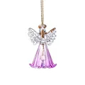 Ángel de cristal atrapasol hecho a mano con falda morada y detalles dorados - Colgante de Ángel - Púrpura