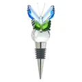 Elegant crystal butterfly wine bottle stopper with blue and green wings and clear ball - Blue-Green Butterfly Wine Stopper