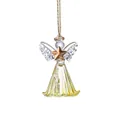 Elegante ángel de Navidad de cristal hecho a mano con estrella dorada y vestido amarillo - Colgante de Ángel - Dorado