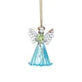 Ángel de cristal azul con trébol de cuatro hojas verde, atrapasol de jardín deco - Colgante de Ángel - Azul Lago