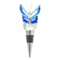 Elegant blue crystal butterfly wine bottle stopper featuring a faceted glass diamond ball - Blue Butterfly Wine Stopper