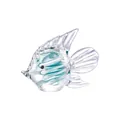 Figura de pez de cristal de colores hecha a mano con espirales turquesas - Verde pavo real