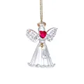 Adorno de ángel de Navidad de cristal atrapasol con corazón rojo, estilo variante. - Colgante de Ángel - Transparente