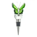 Green crystal butterfly wine bottle stopper with faceted glass ball and steel base - Green Butterfly Wine Stopper