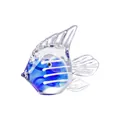 Exquisita figura de pez de cristal hecha a mano con rayas azules y blancas hogar - Azul Medio