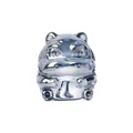 Luxury silver electroplated crystal hippo figurine, cute cartoon animal desktop ornament - Smoke Gray Hippo / 45*46*49mm