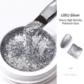 High-density silver platinum nail gel with intense glitter finish - Silver (01#)