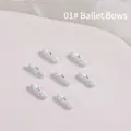 Light blue ballet bow nail art charm with center pearl detail, size 2x9mm for DIY - White with Bowknot / 1 Piece/Pack (2*9mm)